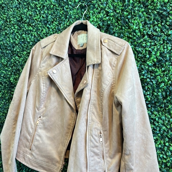 A New Day Size L Rose Pink Blush Pink Faux Suede Biker Jacket - Picture 5 of 6